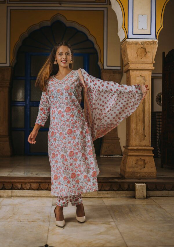 Afghani Style Sanganeri Print Cotton Suit Set