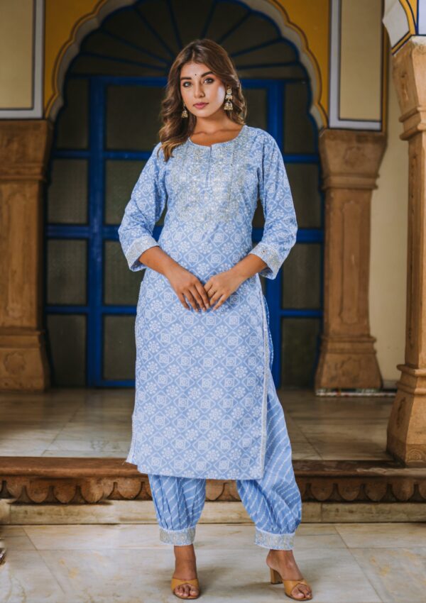 Powder Blue Afghani Suit Set - Image 3