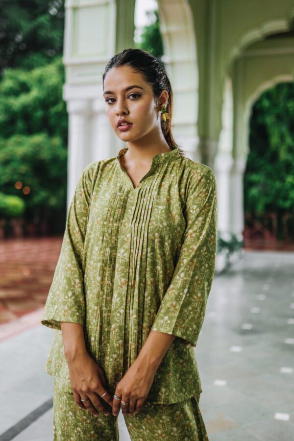 Olive Green Muslin Co-Ord Set - Image 2