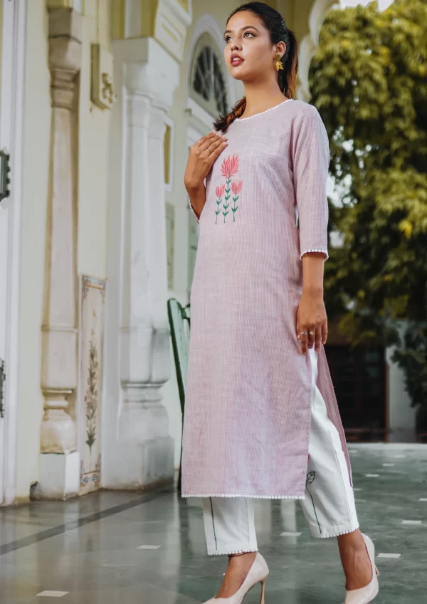 Copper and White Striped Cotton Suit - Image 2