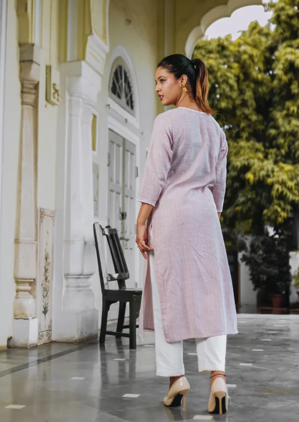 Copper and White Striped Cotton Suit - Image 3