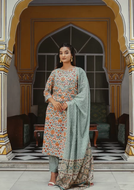 Sanganeri Print Cotton Suit Set