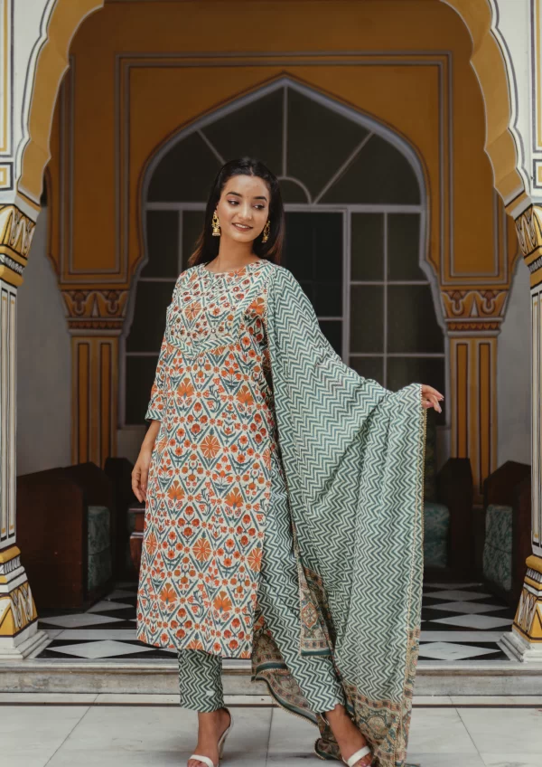Sanganeri Print Cotton Suit Set - Image 2