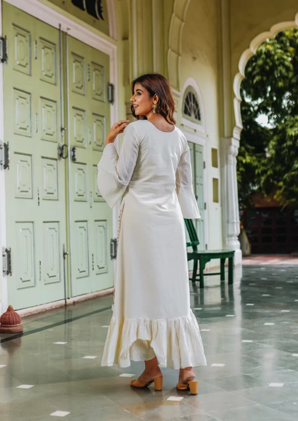 Off White Panel Dress - Image 2