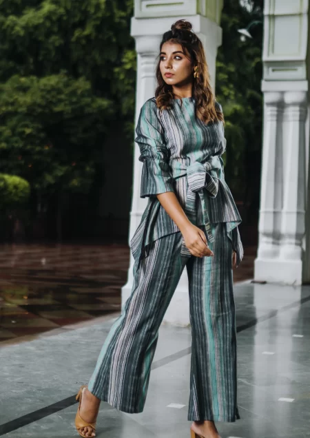 Muslin Sea Green Patterned Co-Ord Set