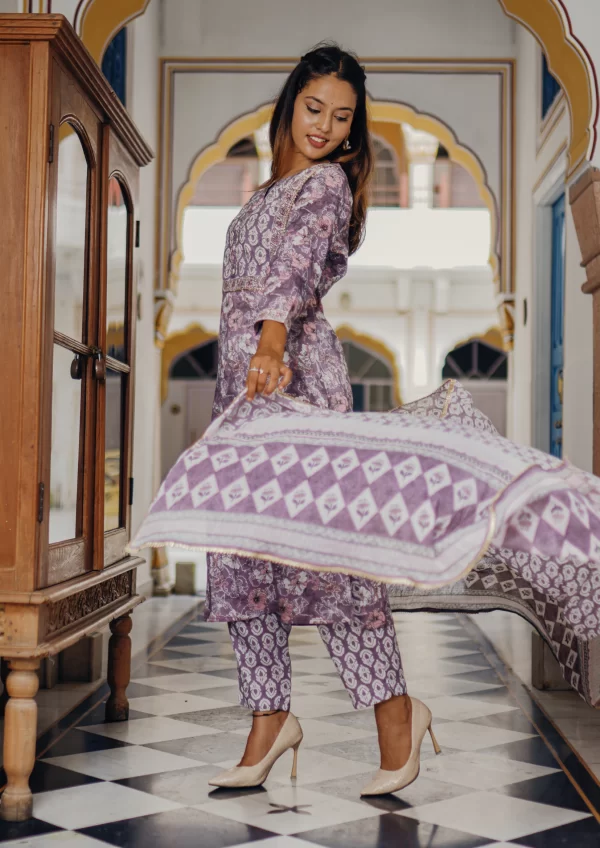 Mallow Purple Cotton Suit Set