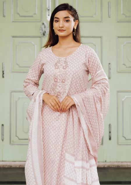 Light Mauve Cotton Suit Set