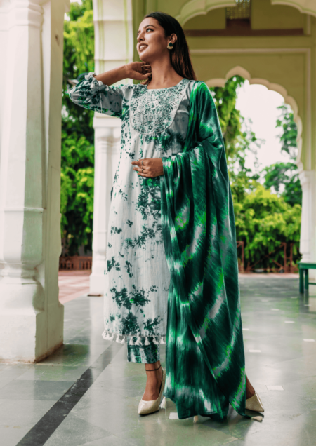 Cotton Emerald Green Suit Set