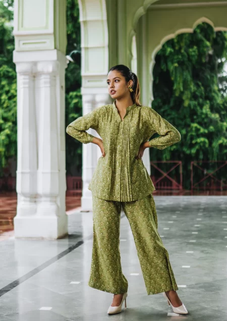 Olive Green Muslin Co-Ord Set