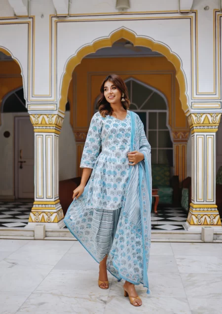 Cotton Angrakha Pattern Dhoti Suit Set