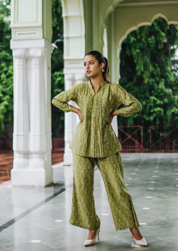 Olive Green Muslin Co-Ord Set