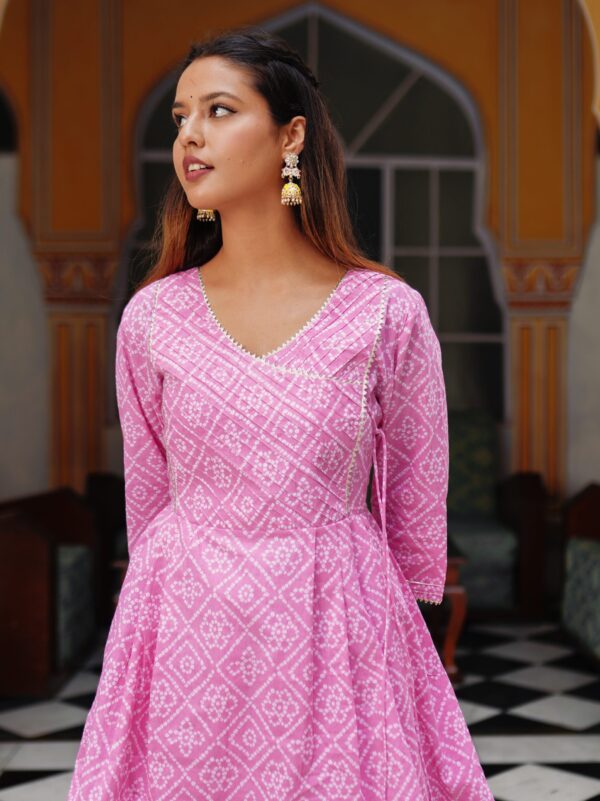 Hot Pink Angrakha Style Dhoti Suit Set - Image 2