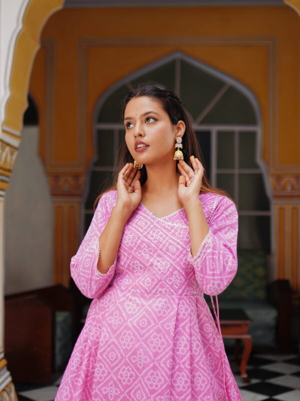 Hot Pink Angrakha Style Dhoti Suit Set - Image 3