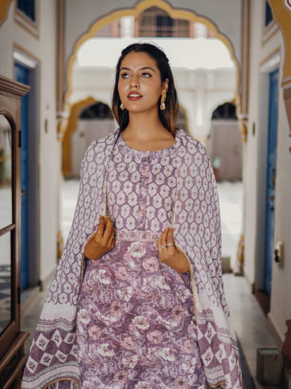 Mallow Purple Cotton Suit Set - Image 3