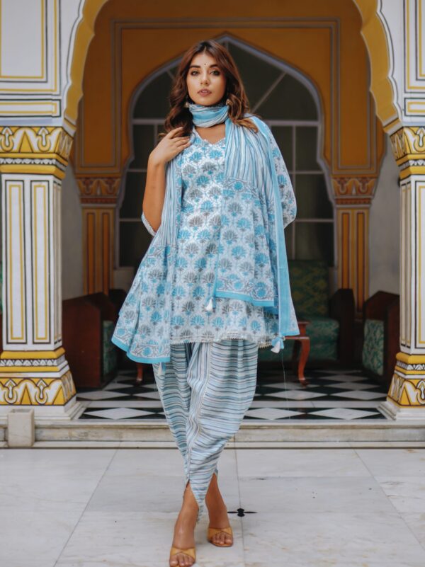 Cotton Angrakha Pattern Dhoti Suit Set - Image 3