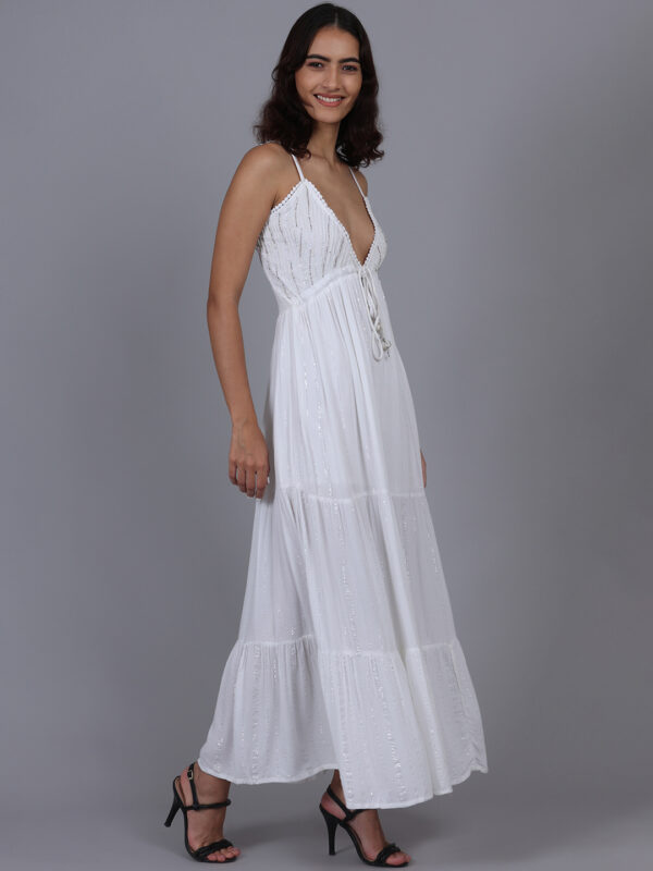 Baby Powder White Lurex Long Dress - Image 6