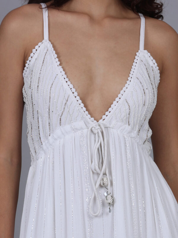 Baby Powder White Lurex Long Dress - Image 5