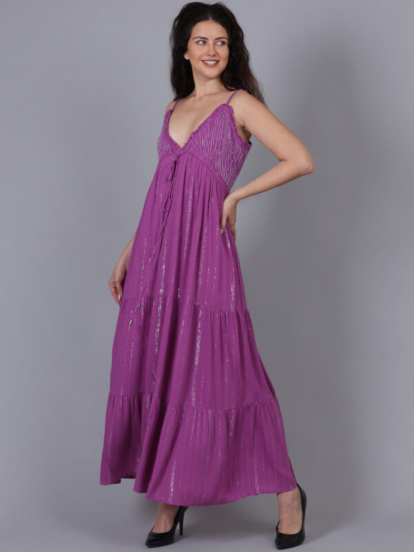Luxury Purple Lurex Long Dress - Image 7