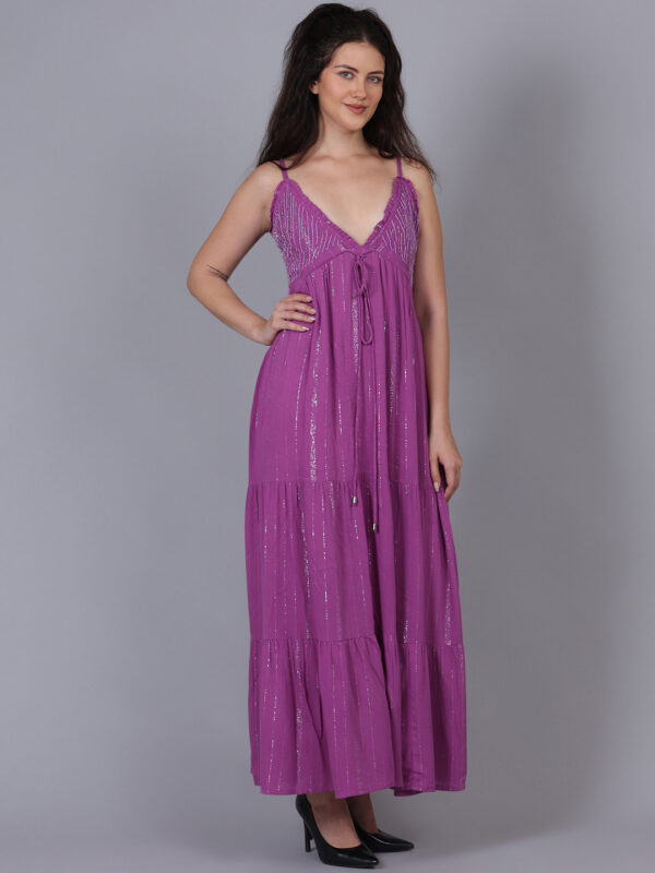 Luxury Purple Lurex Long Dress - Image 3