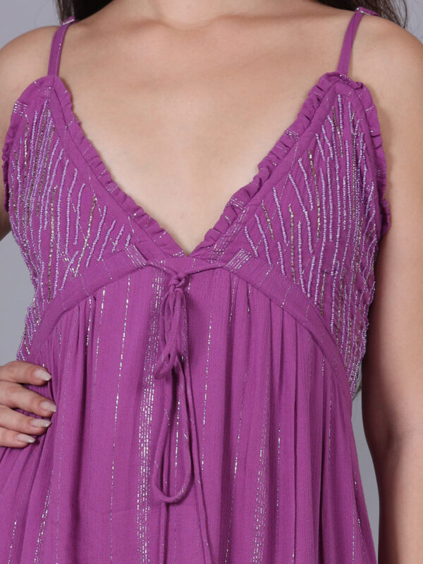 Luxury Purple Lurex Long Dress - Image 5