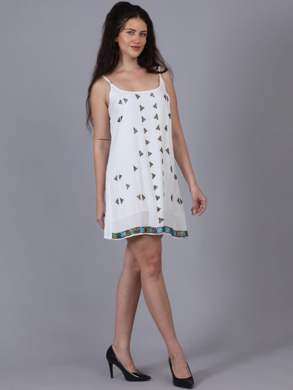 Moon White Beaded Strap Dress - Image 5