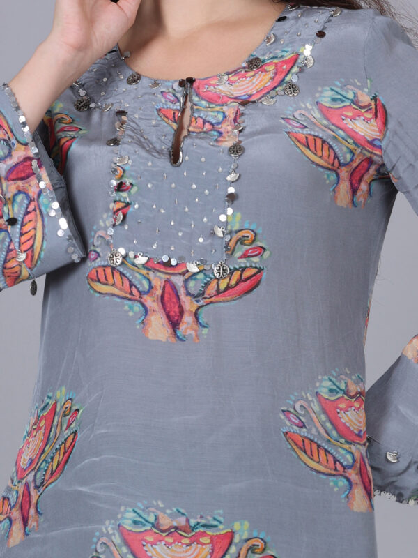 Steel Grey Top With Bead Work - Image 3