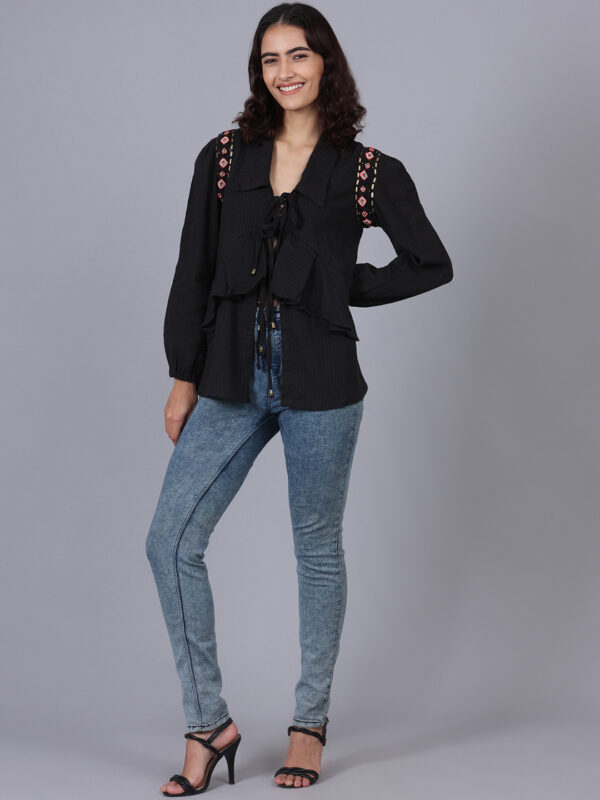 Charcoal Black Embroidered Top - Image 6