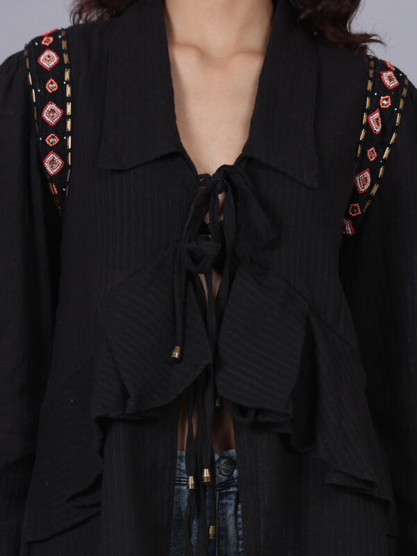 Charcoal Black Embroidered Top - Image 3