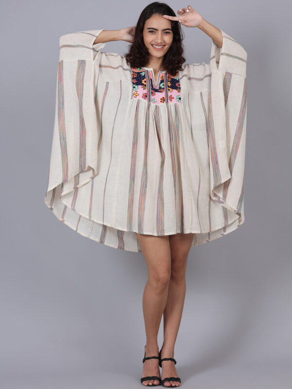 Raw White Yoke Embroidered Boho Look Free Size - Image 7