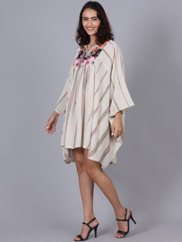 Raw White Yoke Embroidered Boho Look Free Size - Image 6