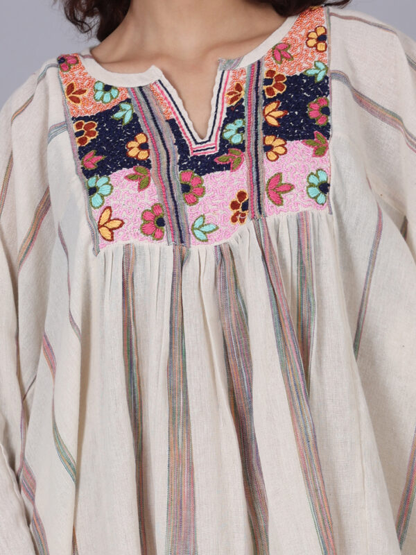 Raw White Yoke Embroidered Boho Look Free Size - Image 3