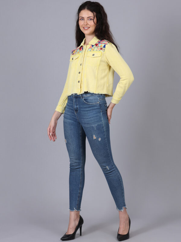 Pastel Yellow Jacket With Hand Work - Image 6