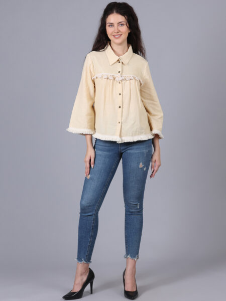 Magnolia Cream Top with Golden Lurex And Yellow