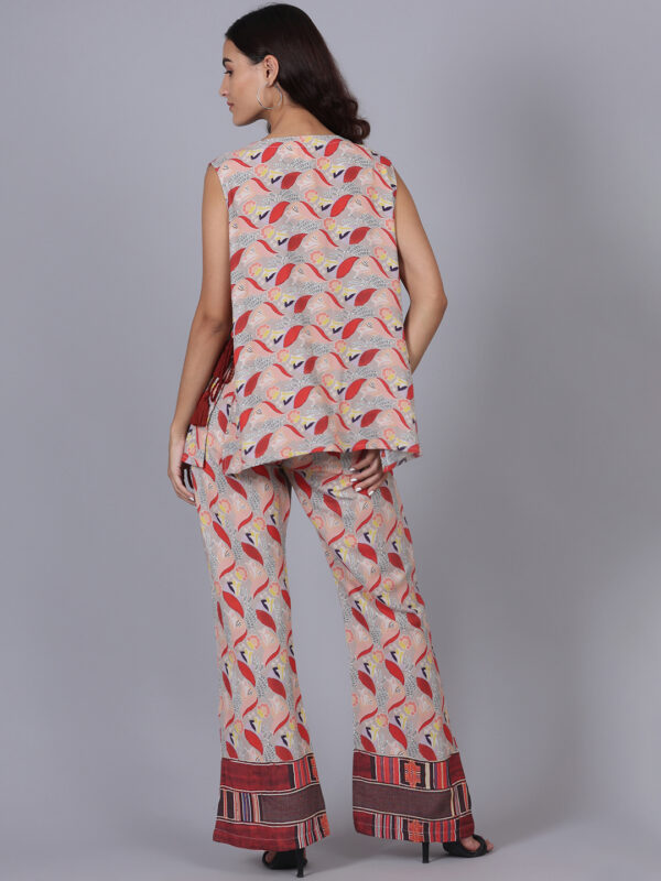 Light Grey Red Printed 3 Piece Co-ord Set - Image 6