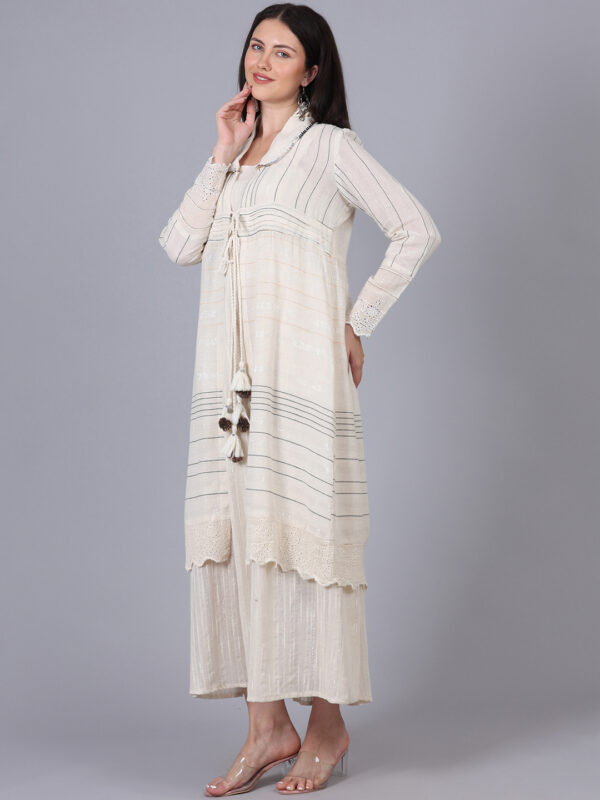 Parmesan White 2 Piece Lurex Schiffly Dress Coverup Style - Image 6