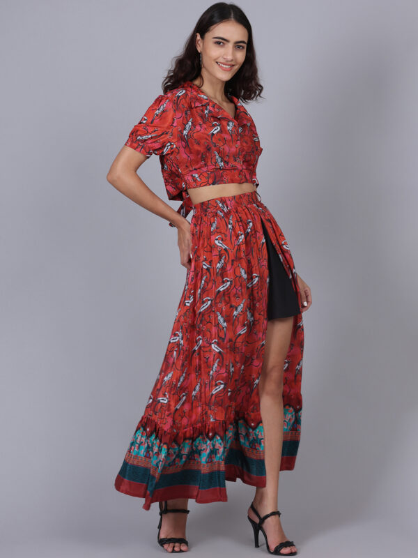 Red And Black 3 Piece Lurex Wrap Dress - Image 7