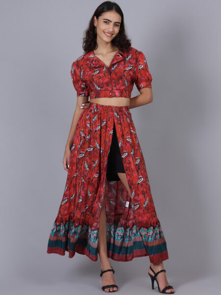 Red And Black 3 Piece Lurex Wrap Dress