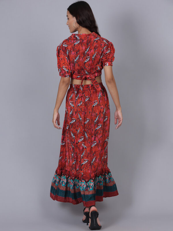 Red And Black 3 Piece Lurex Wrap Dress - Image 3