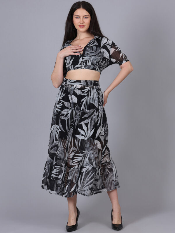Black And White Printed 3 Piece Wrap Dress - Image 7