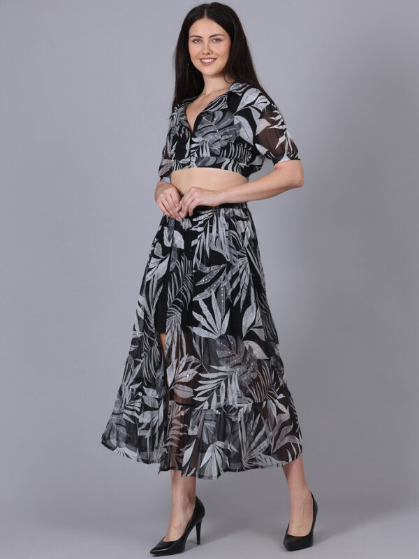 Black And White Printed 3 Piece Wrap Dress - Image 6