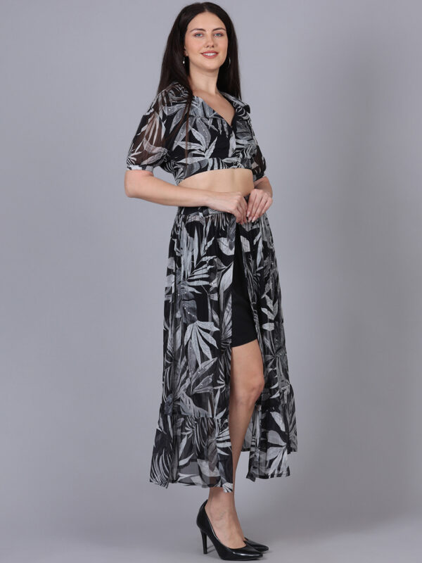 Black And White Printed 3 Piece Wrap Dress - Image 5