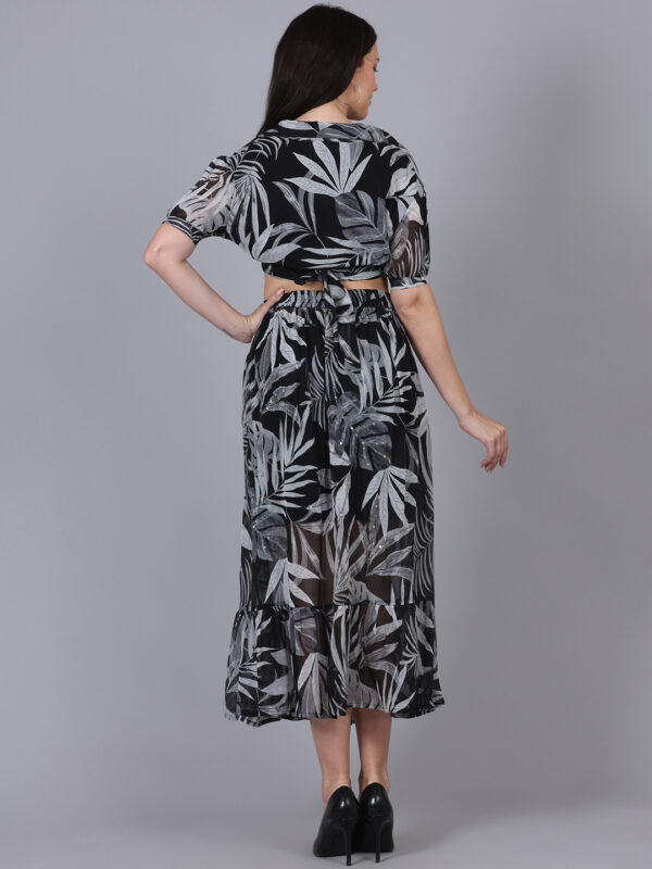 Black And White Printed 3 Piece Wrap Dress - Image 4
